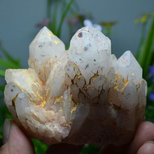 黑发原石发晶 卫星簇白羽毛天然摆件水晶