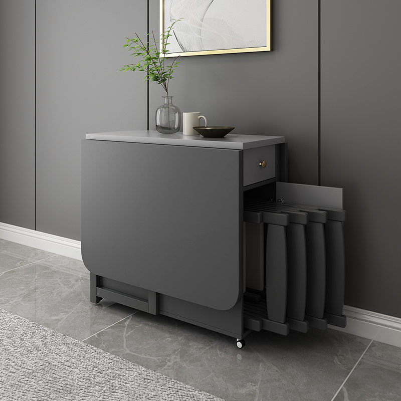 桌子家用小户型餐桌现代吃饭北欧简约可I折叠餐厅组合长方形客厅