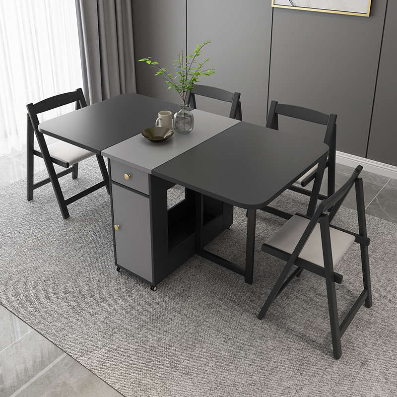 现代小户型客厅可折叠餐桌椅组合北欧简约家用餐厅长方Y形吃饭桌