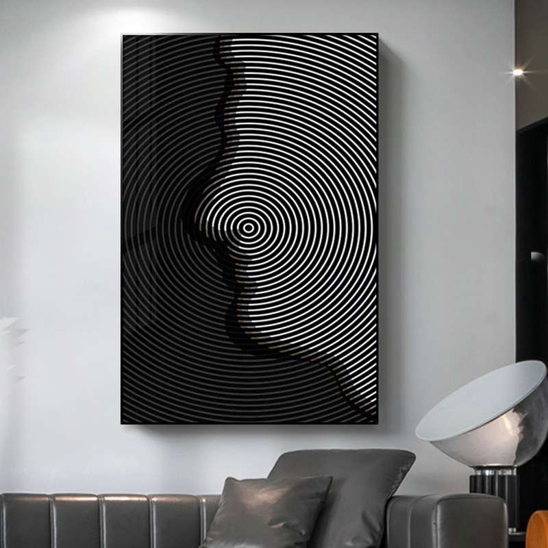 北欧装饰画壁画客厅挂画现代简约卧室床头画抽象黑白线条风格壁画