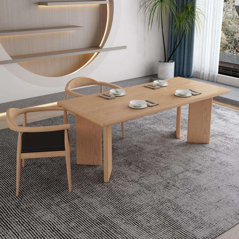 北欧餐厅多人位白蜡木餐桌 会客实木茶桌椅组合 创意全实木餐桌椅