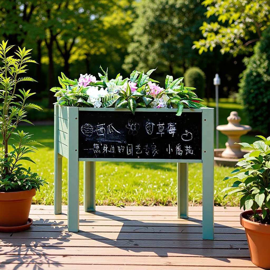 户外花箱种植箱实木带小黑板防水防晒庭院种菜箱花槽园艺种植箱