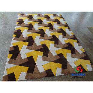 现代简约长方形几何格子手工羊毛客厅茶几沙发地毯卧室客房床前毯