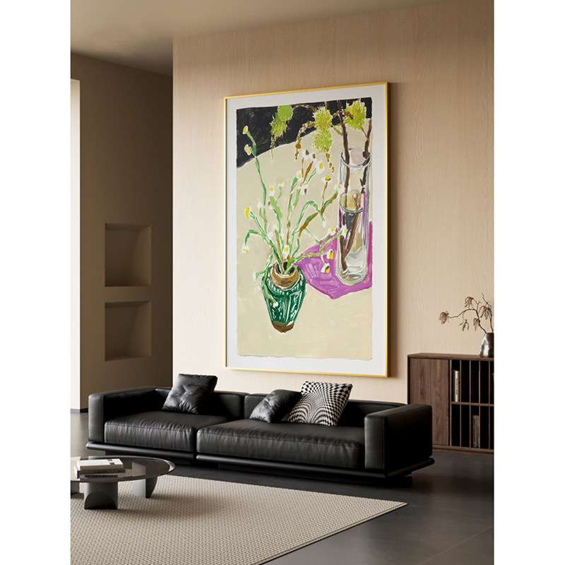 现代客厅餐厅玄关装饰画黄色植物抽象样板间卧室床头壁画竖版挂画图片