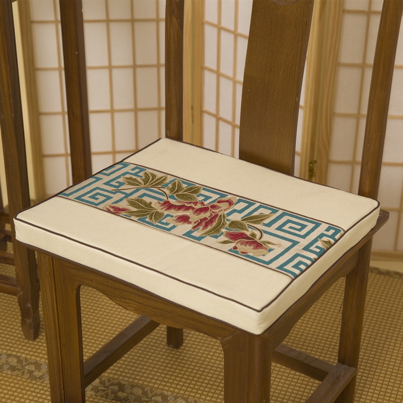冬季中式棉麻红木餐椅垫管帽餐桌椅沙发J座垫订做海绵棕垫乳胶茶