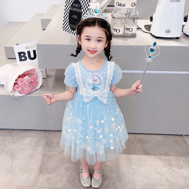 女童爱莎公主裙2026夏装新款女孩绝美裙子洋气儿童艾莎连衣裙夏季