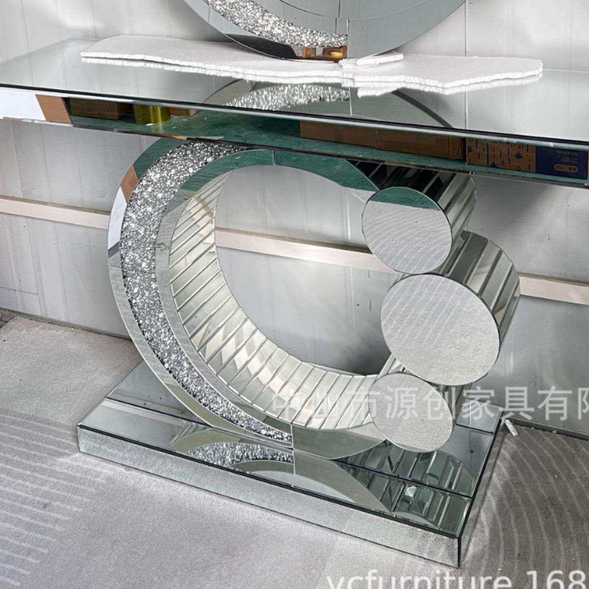 现代简约镜面家具玄关桌星月玄关台欧式条案隔断景台镜面外贸供货
