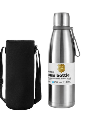 加厚保温杯大容量男士3p16不锈钢水杯子1L高档泡茶杯便携壶1100ml