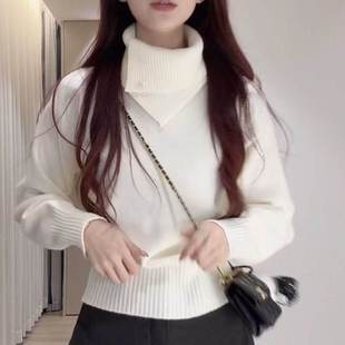 时尚轻熟气质爆款秋冬季淡人高知氛围感巨好看纯色针织衫女上衣潮