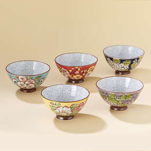 千代源日本进口华吉祥高脚碗米饭碗4.9英寸汤碗礼盒装日式樱花