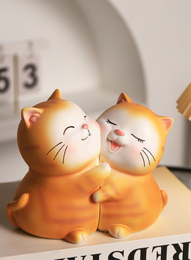 抱抱猫情侣猫书档书立书柜摆件客厅家居电视酒柜T儿童房新家装饰