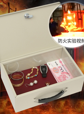 手提防火保险箱带锁铁盒钱箱A5A纸张办公家居收纳保险盒证件收纳