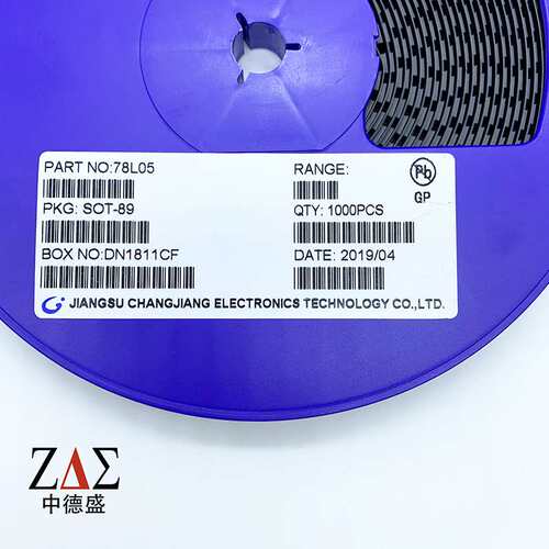 78L05 三端稳压管稳压IC  SOT-89 贴片SMD 30V 100mA  长电/中性