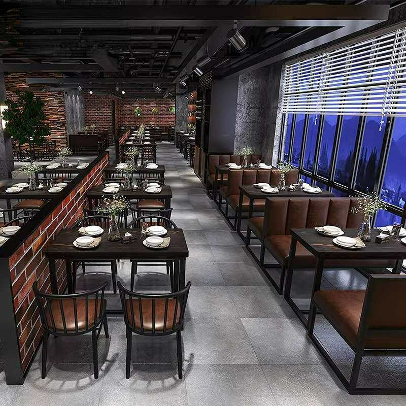 酒吧铁艺卡座沙发火锅烧烤店清吧餐厅餐饮工业风主题桌椅组合轻奢