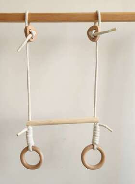 儿童实木吊环榉木环木圈拉环引体向上室内软垫之上使用XHSHG