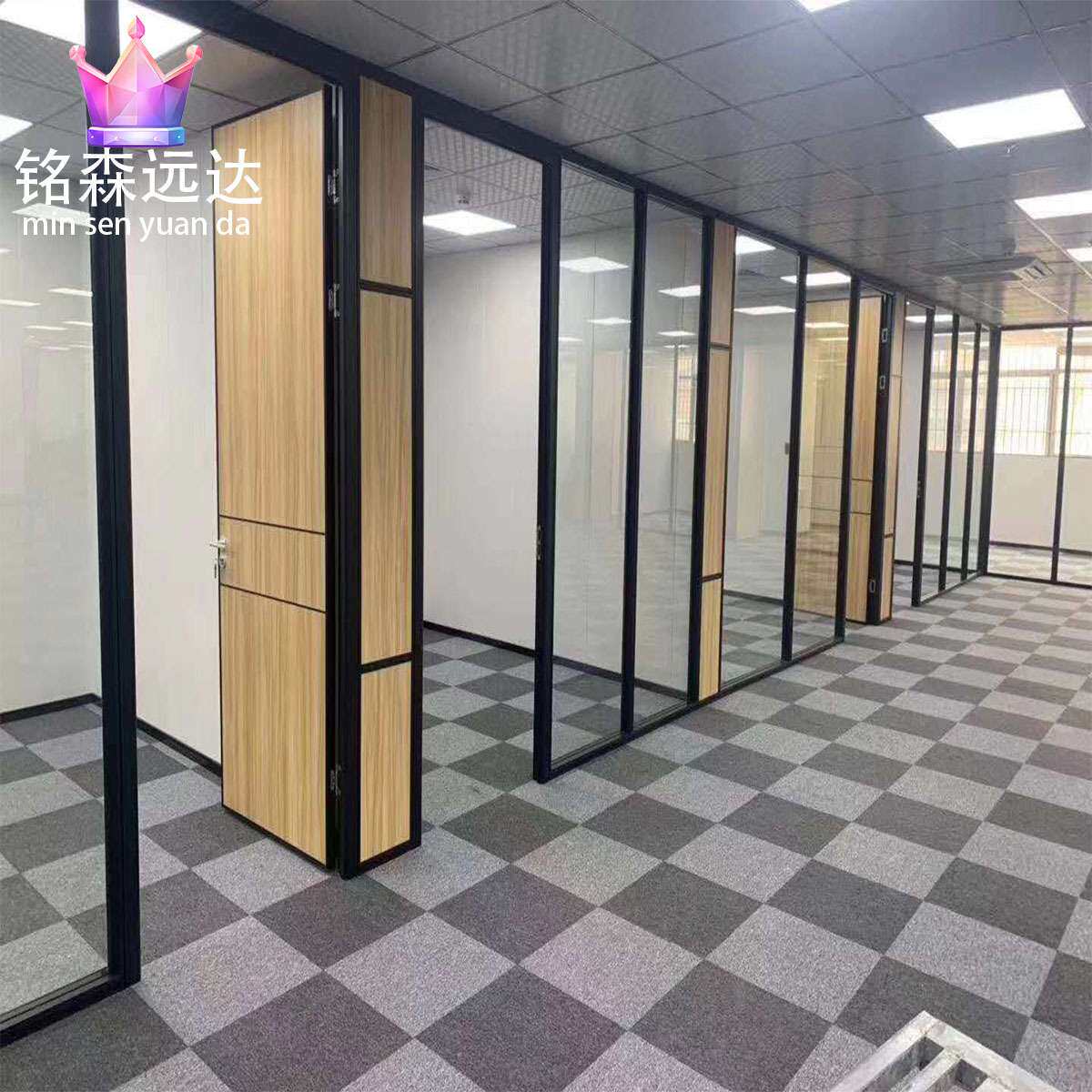 办公室单双层钢化玻璃隔断双玻百叶高隔断隔音墙承接工程隔音降噪