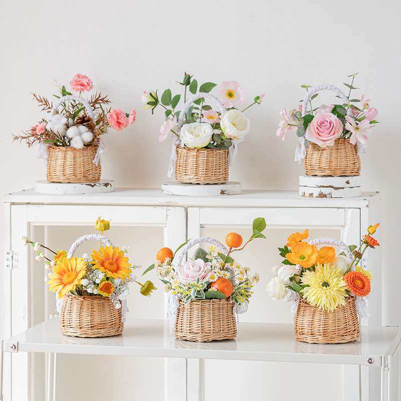 花篮假花插花仿真花摆设桌面摆件玫瑰花餐桌花艺向日葵盆栽饰品花,玩具/童车/益智/积木/模型,遥控车升级件/零配件,淘宝优惠券,粉丝福利购,淘宝优惠卷