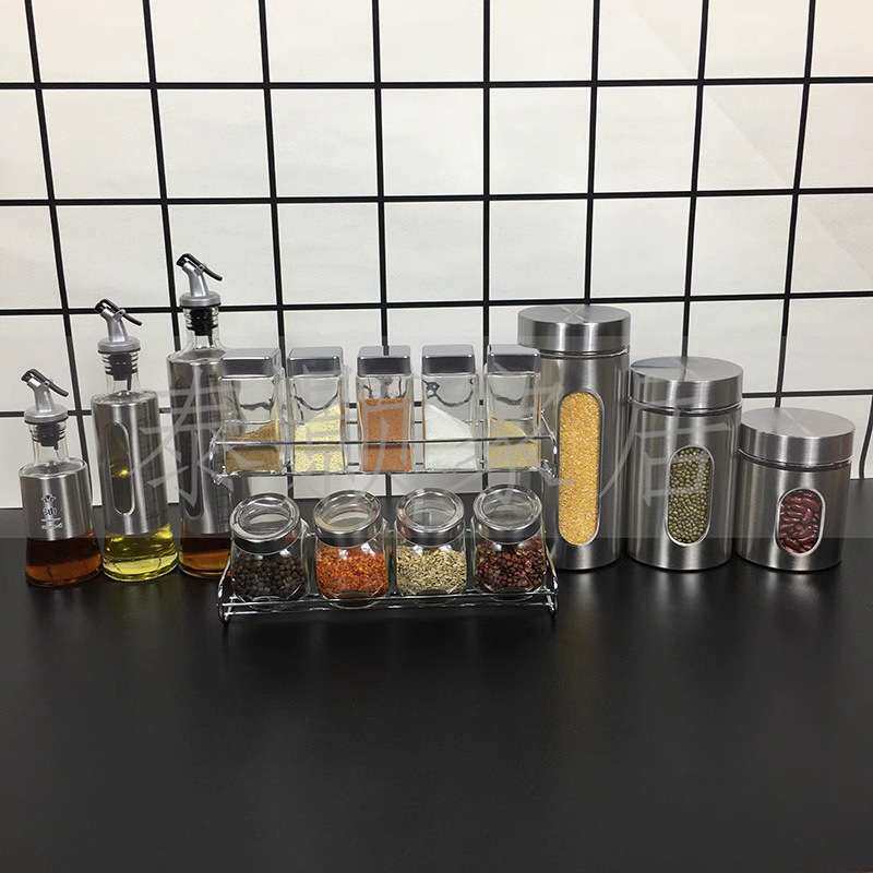 样板房厨房摆件酒店展厅装饰品橱柜调味罐储物罐油壶套装家居创意