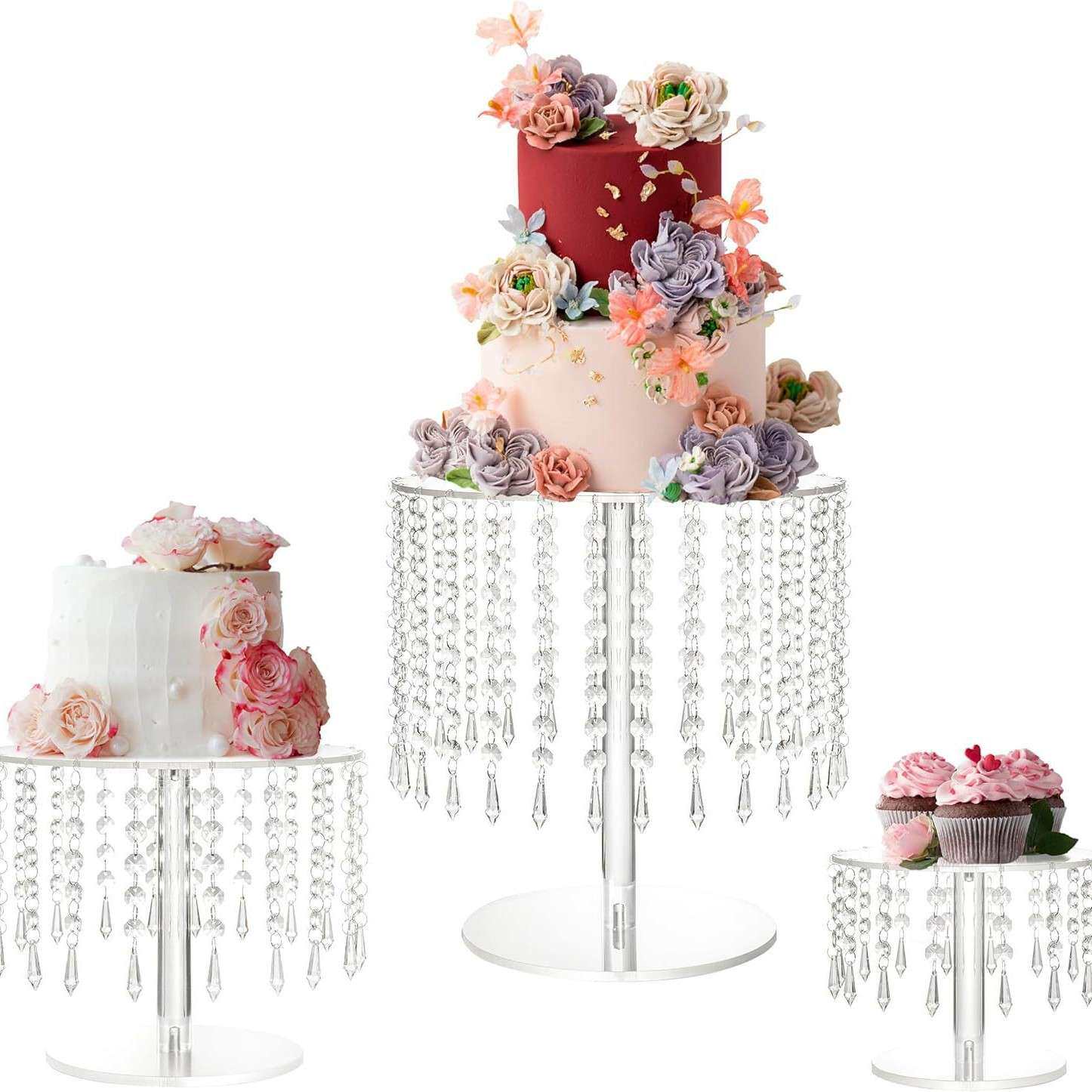 跨境新款婚庆甜品台蛋糕架水晶亚克力欧式糕点西点托盘装饰摆件