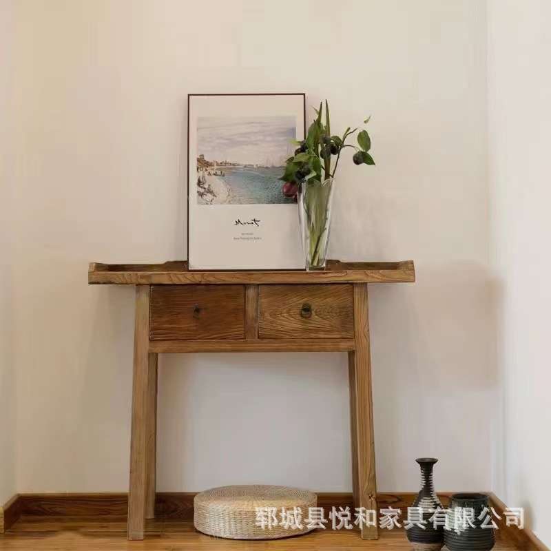 中式老榆木案几复古玄关置物柜落地靠墙高脚桌佛台桌家用摆供桌