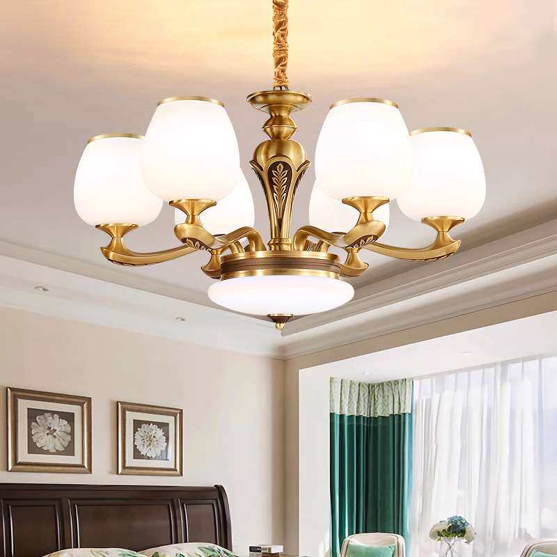 美式吊灯客厅灯全铜简欧复古欧式奢华餐厅灯书房灯卧室灯7327