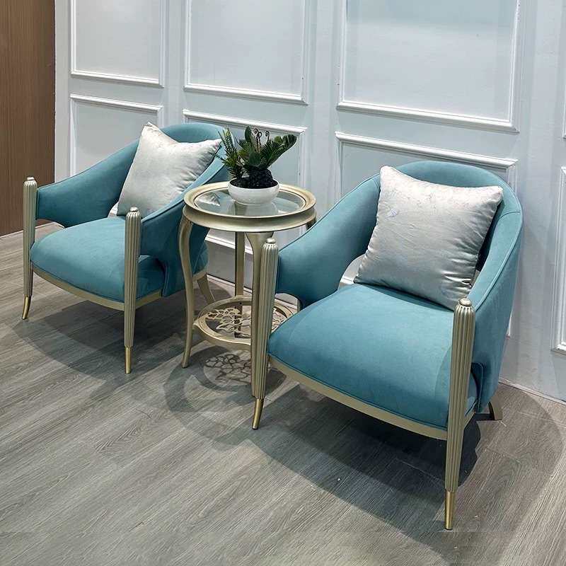 美式轻奢实木休闲椅简约现代布艺奢华单人沙发家用客厅整装老虎椅