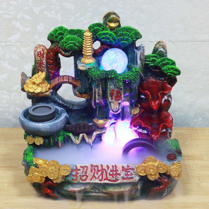 假山流水风水轮店面家居装饰工艺品客厅办公室加湿器16807-1