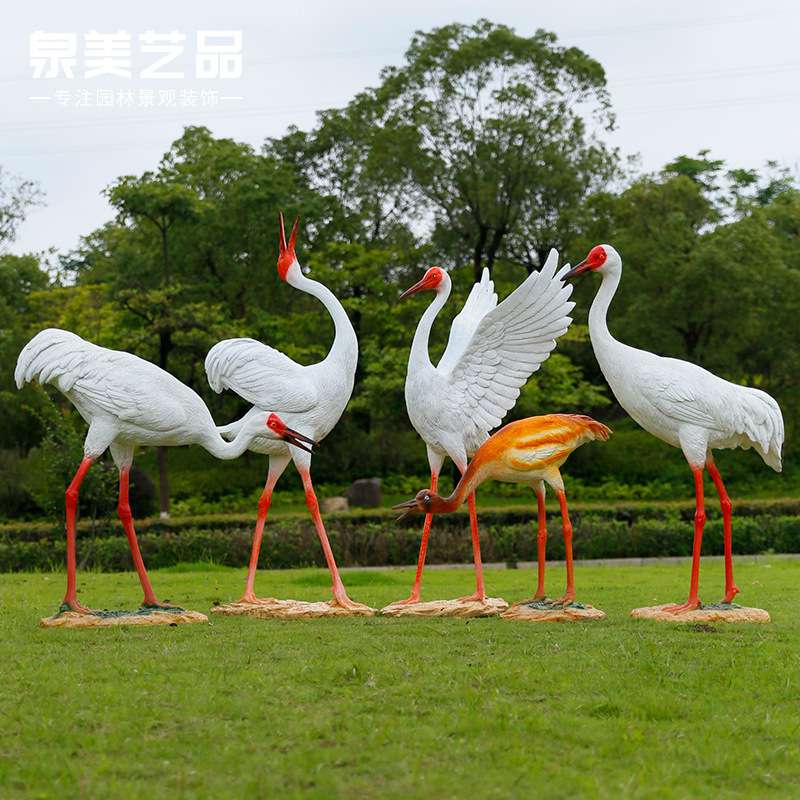 玻璃钢仿真鸟类白鹤雕塑摆件水池塘景区户外园林景观动物装饰小品