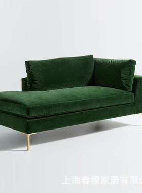 简约布艺墨绿色轻奢贵妃躺椅美人榻懒人沙发床榻小户型阳台休息椅