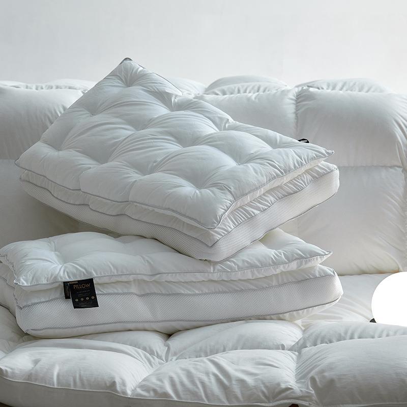 厂家直销高端酒店枕头超柔软成人高枕柔赛丝二合一双层枕芯羽丝绒