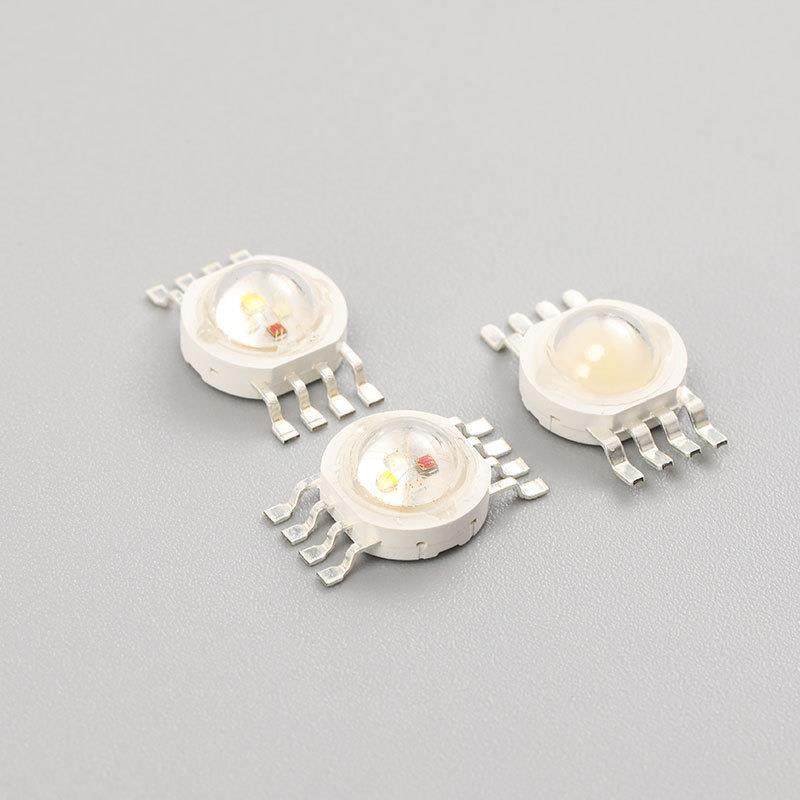 仿流明led灯珠全彩RGBW大功率1W8脚高亮透镜四合一彩色le