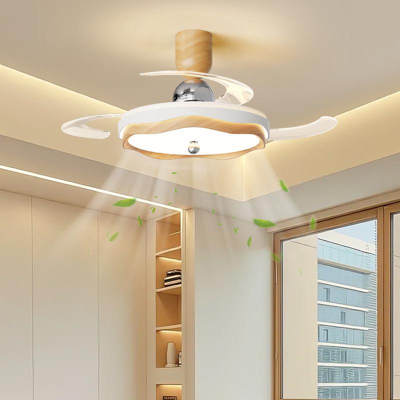 简约原木色卧室隐形扇吊扇灯现代简约2025年新款家用静音风扇灯