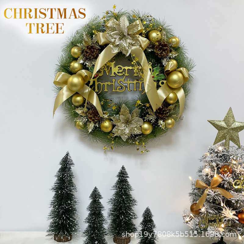 圣诞松针花环 圣诞节装饰品橱窗装饰挂件 圣诞藤圈花环门环挂饰