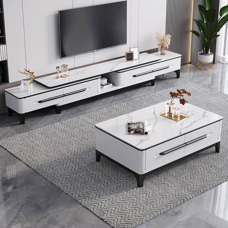 香丽华庭岩板电视柜茶几家用客厅现代简约小户型新款可伸缩电视柜