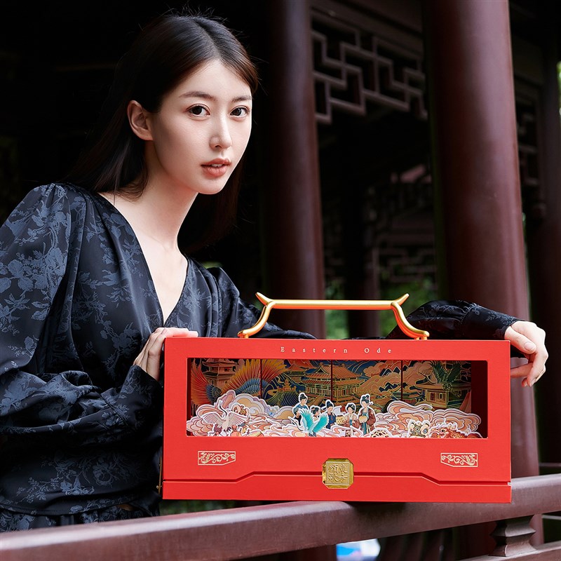 东方颂歌中秋月饼礼l盒高档中式立体画 画酒店单位员工送礼高级包