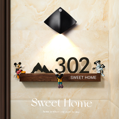 门牌定制入户门装饰门牌号码牌家用创意民宿宿舍门口带灯发光号码