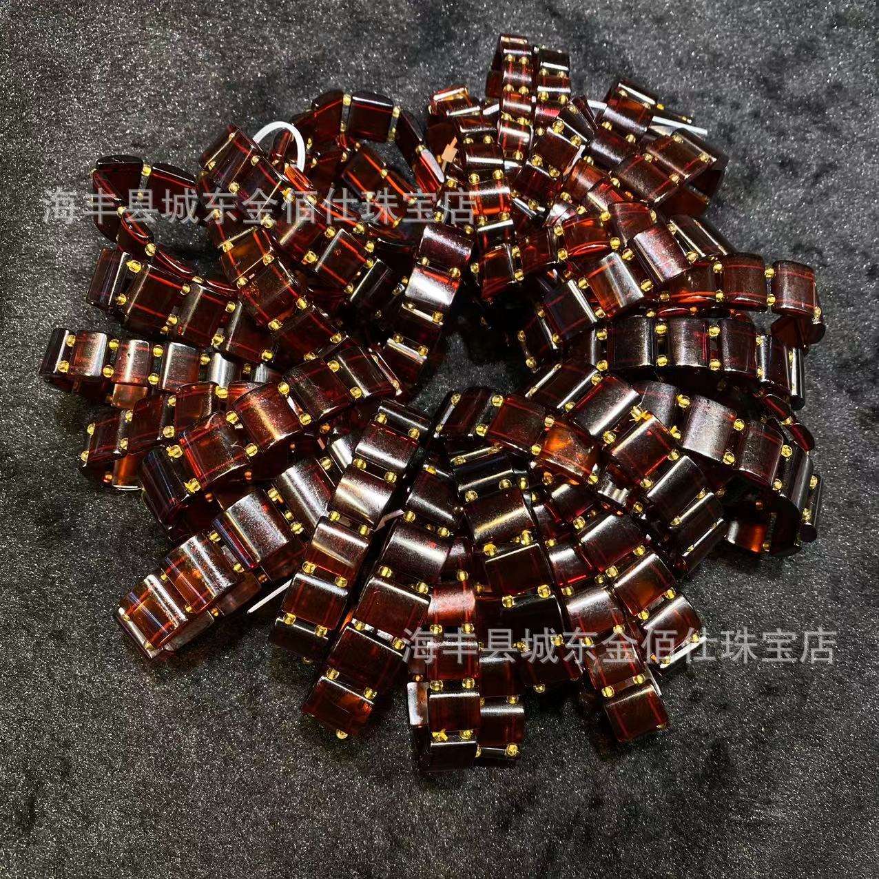琥珀蜜蜡天然血珀手牌 酒红色血珀手排