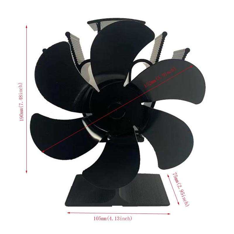 工厂直销壁炉风扇经典大工字6叶高雅黑色自启动热动力款