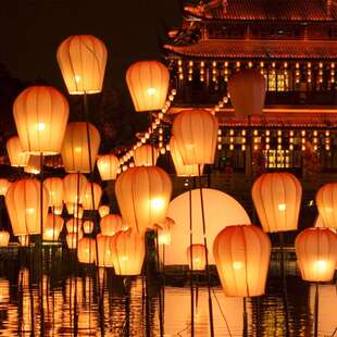 孔明灯笼天幕灯笼灯光节灯会庙会灯展游乐园公园商场防水冬瓜灯笼