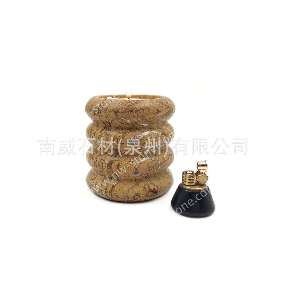 北欧风天然大理石蜡烛杯烛台酒店样板房花瓶花器糖果罐子收纳桶