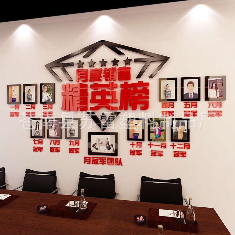 企业文化墙光荣榜亚克力墙贴办公室励志榜装饰公司团队风采照片墙