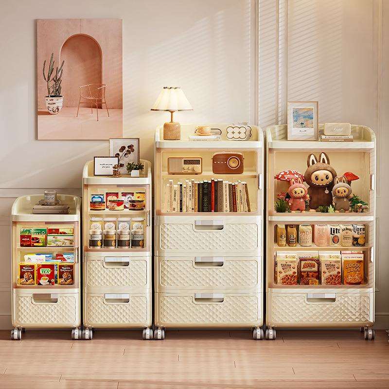 大容量多层置物架小推车带轮卧室床边客厅整理家用磁吸床头收纳柜
