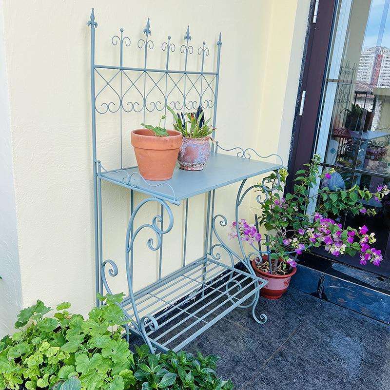 铁艺做旧复古落地花架户外庭院花盆架室内阳台植物置物架一件起批