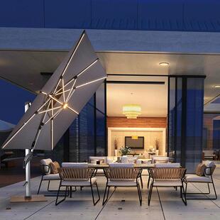 户外遮阳伞花园天台庭院伞商用室外太阳伞抗风大型带灯四角罗马伞