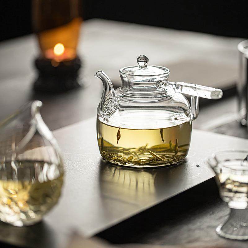 观岚耐高温玻璃煮茶壶酒精灯温茶壶电陶炉烧水壶花茶煮茶器侧把壶