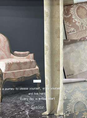 门幅140cm绣花满绣欧式绣花绒布面料复古欧式粉色蓝色米绣花面料