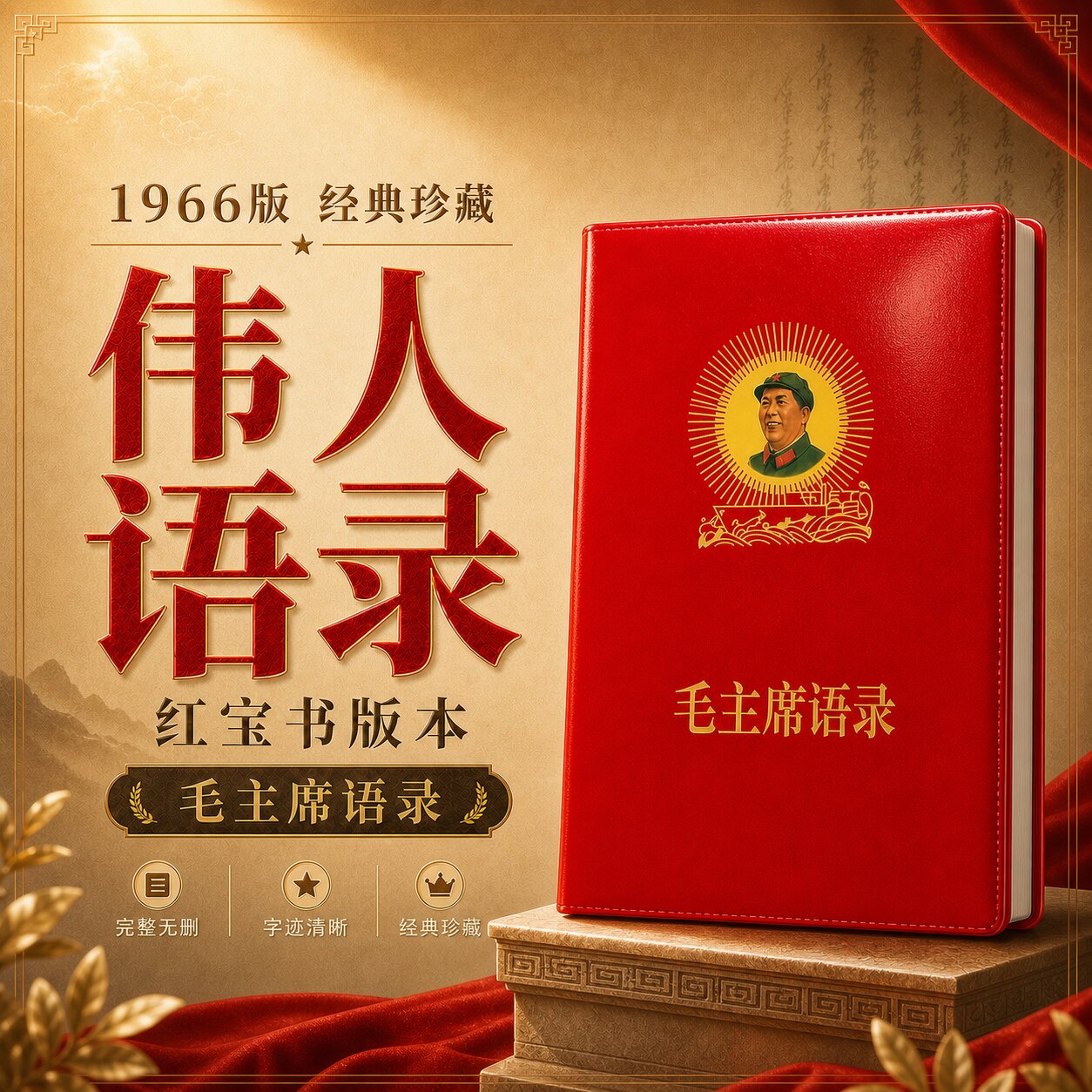 毛主席语录正版经典66年小红本红宝书全集红色伟人诗词桌面摆件