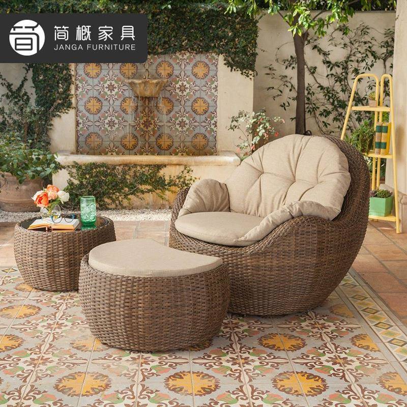 户外别墅阳台懒人沙发椅庭院花园藤编沙发茶几组合酒店民宿沙发