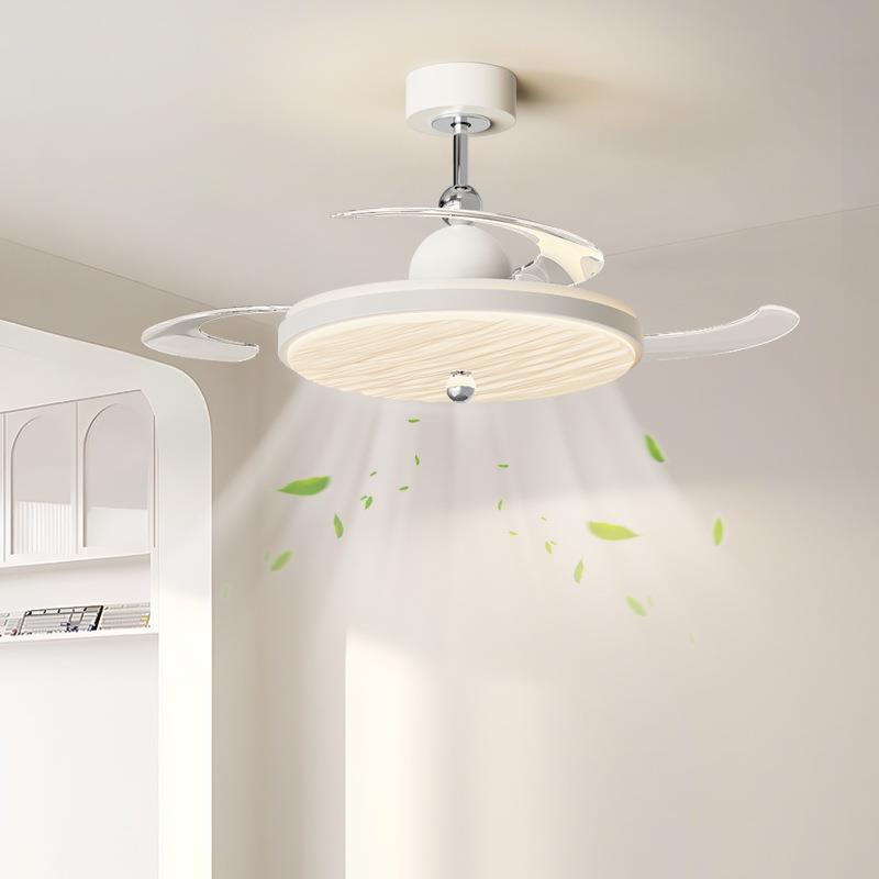 简约隐形风扇灯奶油风吊扇灯家用一体餐厅灯卧室吊扇灯吸顶灯具