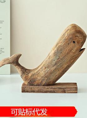 手工雕刻海洋霸主创意大鲸鱼木鱼旅游文创可爱动物巨齿鲸木质摆件